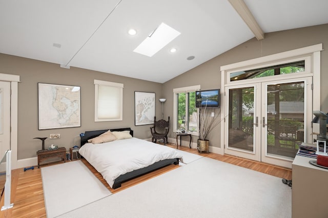 475 Lakeview Ave, Tonka Bay, MN 55331 - bedroom with a skylight, access to outside, light wood finished floors, and recessed lighting