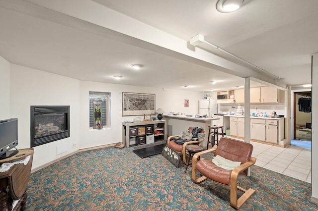 475 Lakeview Ave, Tonka Bay, MN 55331 - living room with a glass covered fireplace and light colored carpet