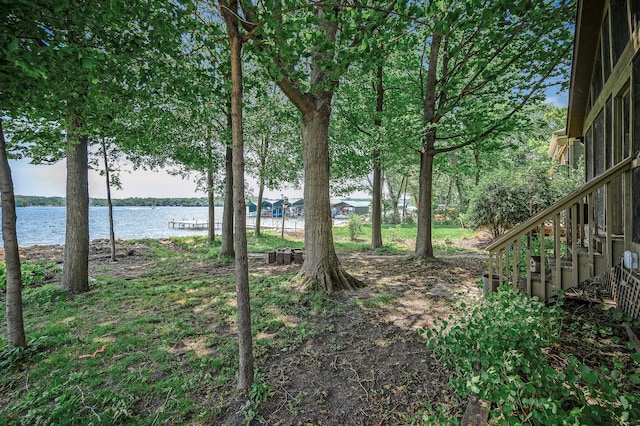 475 Lakeview Ave, Tonka Bay, MN 55331 - view of yard with stairway and a water view