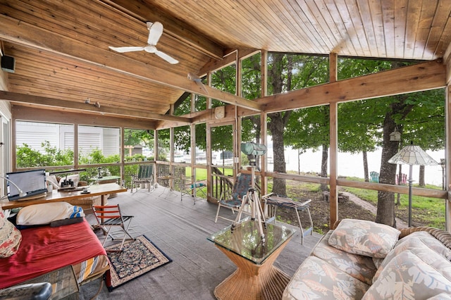 475 Lakeview Ave, Tonka Bay, MN 55331 - sunroom / solarium with healthy amount of natural light, ceiling fan, and a water view