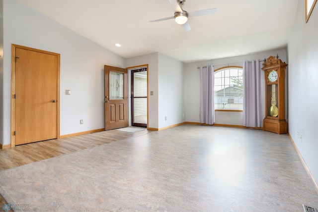 509 32nd St N, Moorhead, MN 56560 - unfurnished room featuring light wood-style flooring, baseboards, a ceiling fan, and recessed lighting