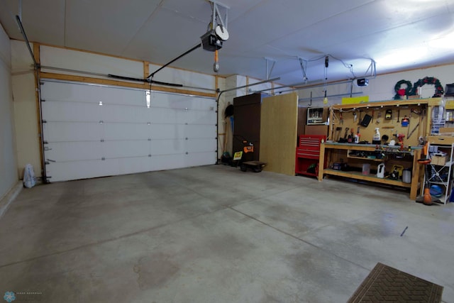 1010 4th Ave NE, Dilworth, MN 56529 - garage with a workshop area and a garage door opener