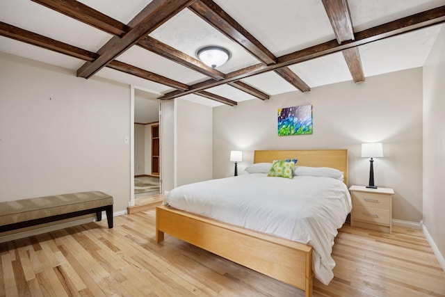 3933 Dartmouth Dr, Minnetonka, MN 55345 - bedroom with light wood-type flooring, coffered ceiling, and beam ceiling