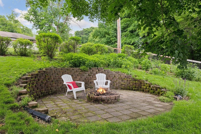 3933 Dartmouth Dr, Minnetonka, MN 55345 - view of patio with a fire pit