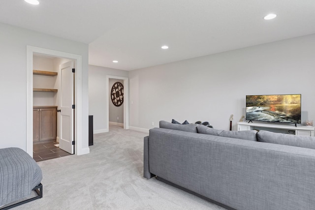 1432 25th St, Saint Joseph Twp, WI 54082 - living room featuring light carpet, recessed lighting, and baseboards