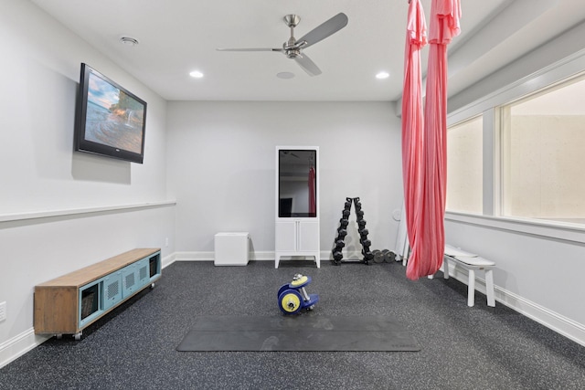 1432 25th St, Saint Joseph Twp, WI 54082 - exercise area featuring ceiling fan, recessed lighting, and baseboards