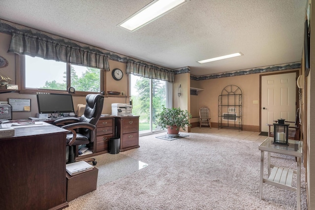 23725 240th Ave, Aurdal Twp, MN 56537 - office area with a textured ceiling, carpet floors, and baseboards