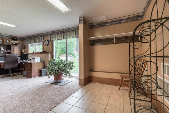 23725 240th Ave, Aurdal Twp, MN 56537 - carpeted office space with a textured ceiling and tile patterned floors
