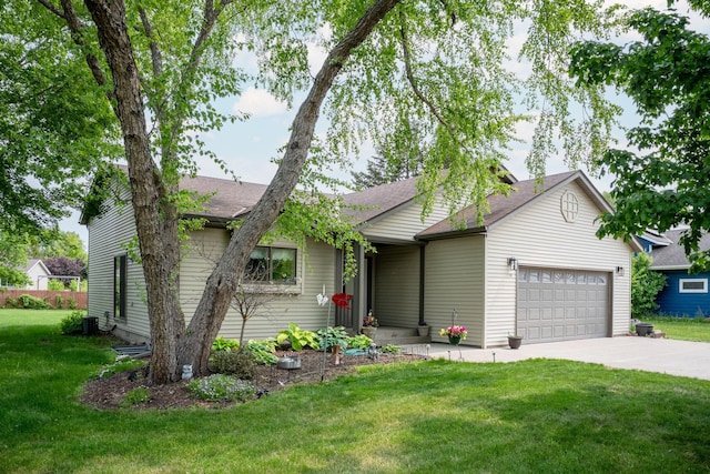 106 4th Ave NW, Rice, MN 56367 - view of front of property with a garage, driveway, a front yard, and roof with shingles