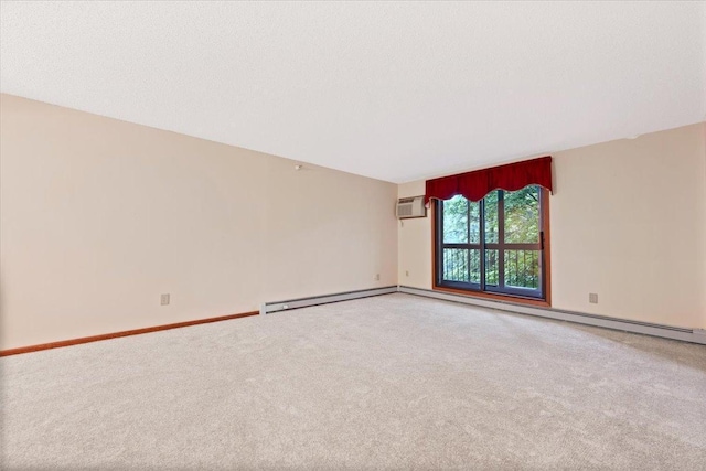 5645 Green Circle Dr Unit 210, Minnetonka, MN 55343 - empty room featuring carpet floors, a baseboard heating unit, and a wall mounted air conditioner