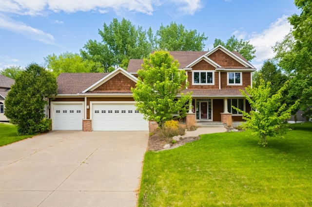 1469 Sherman Lake Rd, Lino Lakes, MN 55038 - craftsman-style house featuring an attached garage, a front lawn, and concrete driveway