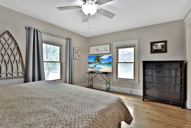 1807 Minnehaha Ave W, Saint Paul, MN 55104 - bedroom with light wood finished floors, baseboards, and a ceiling fan