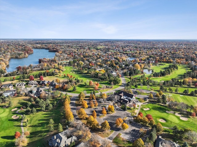 5200 Mustang Dr S, Woodbury, MN 55129 - aerial overview of property's location with a large body of water, a golf course, and nearby suburban area
