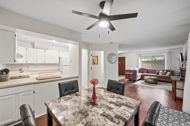 2220 Ridge Dr Unit 16, Saint Louis Park, MN 55416 - dining area with ceiling fan and dark wood-type flooring
