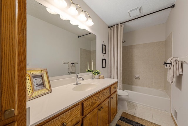 1900 Legacy Dr, Faribault, MN 55021 - bathroom with toilet, vanity, tile patterned floors, and shower / bath combination with curtain