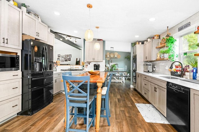 2541 County Road 4, Carlton, MN 55718 - kitchen featuring black appliances, a sink, tasteful backsplash, light countertops, and recessed lighting