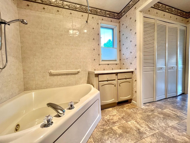 1319 3rd St, Red Wing, MN 55066 - bathroom featuring wallpapered walls, tub / shower combination, and vanity