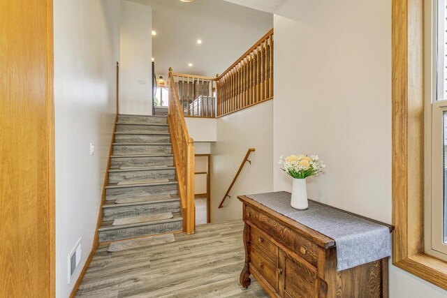 918 Mallard St NE, Hanover, MN 55341 - stairway with wood finished floors and recessed lighting