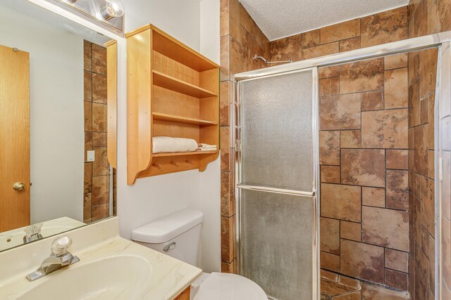 918 Mallard St NE, Hanover, MN 55341 - full bathroom with a shower stall, toilet, vanity, and a textured ceiling