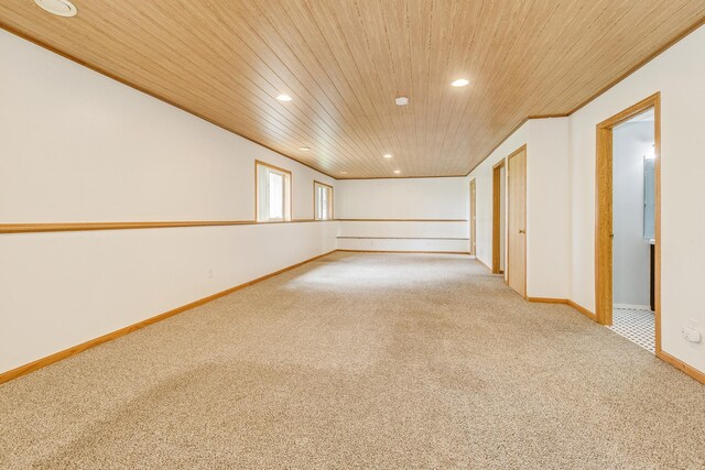 918 Mallard St NE, Hanover, MN 55341 - carpeted spare room with wood ceiling, recessed lighting, and baseboards