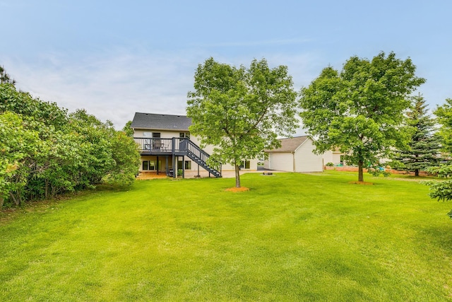 918 Mallard St NE, Hanover, MN 55341 - view of green lawn featuring stairs and a wooden deck