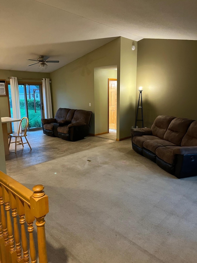1602 8th Ave S, Saint Cloud, MN 56301 - living area with carpet floors, ceiling fan, and lofted ceiling