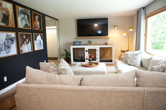 6014 6th St, Lake Park, MN 56554 - living area featuring wood finished floors and baseboards