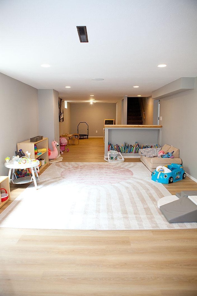 6014 6th St, Lake Park, MN 56554 - recreation room featuring wood finished floors and recessed lighting