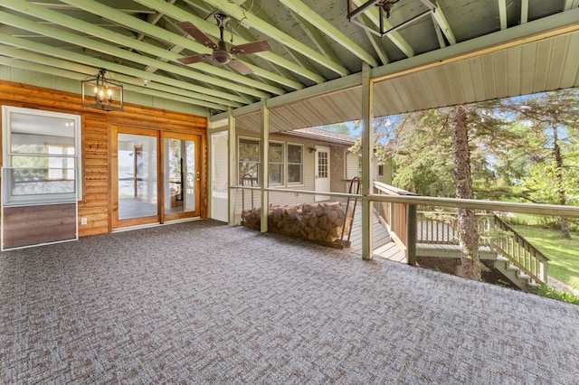 51470 Rush Lake Trl, Nessel Twp, MN 55069 - unfurnished sunroom featuring a ceiling fan, lofted ceiling, and plenty of natural light