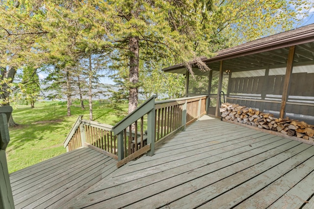 51470 Rush Lake Trl, Nessel Twp, MN 55069 - wooden terrace with a lawn