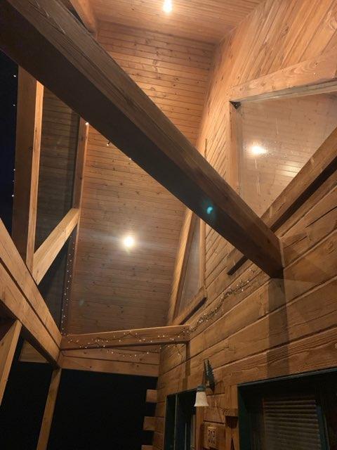 303 Hilltop Ct, Warrens, WI 54666 - detailed view of wood walls and wooden ceiling