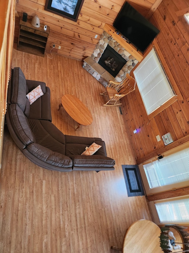 303 Hilltop Ct, Warrens, WI 54666 - living room featuring wooden walls
