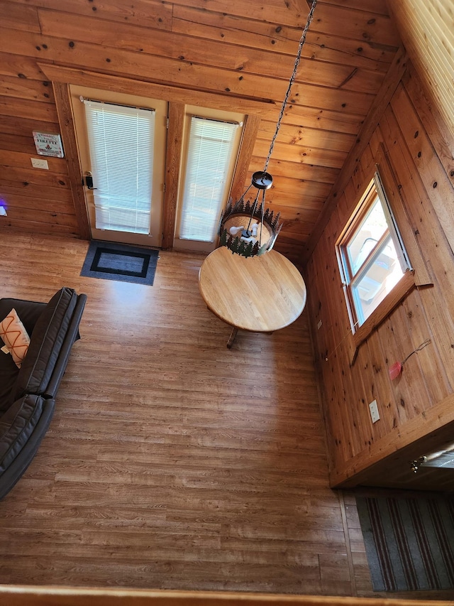 303 Hilltop Ct, Warrens, WI 54666 - living area with wood finished floors and wood walls