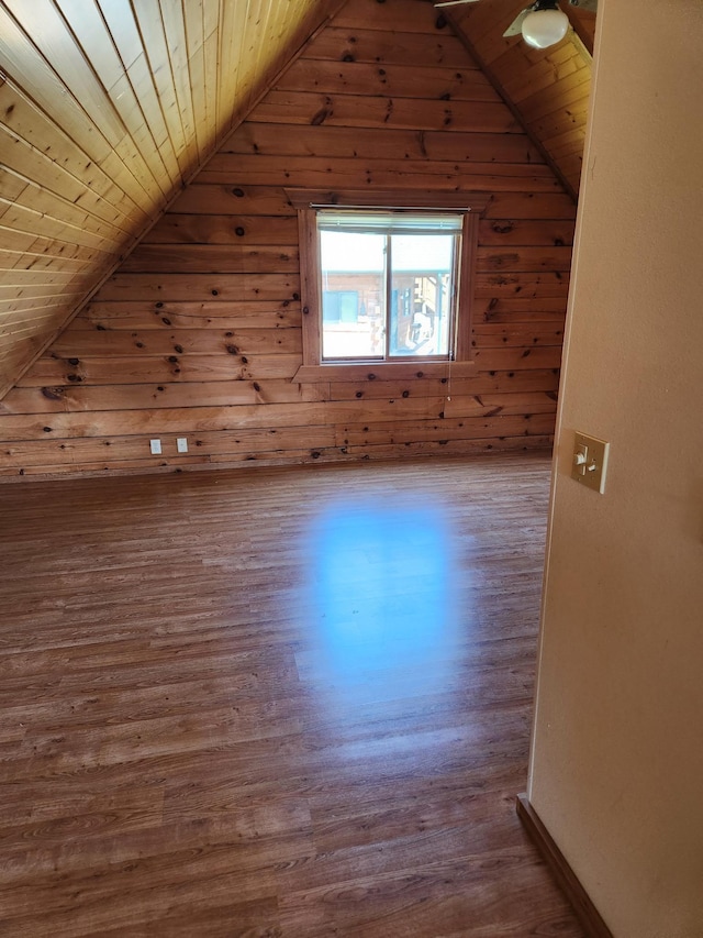 303 Hilltop Ct, Warrens, WI 54666 - additional living space featuring wooden ceiling, wood finished floors, and lofted ceiling