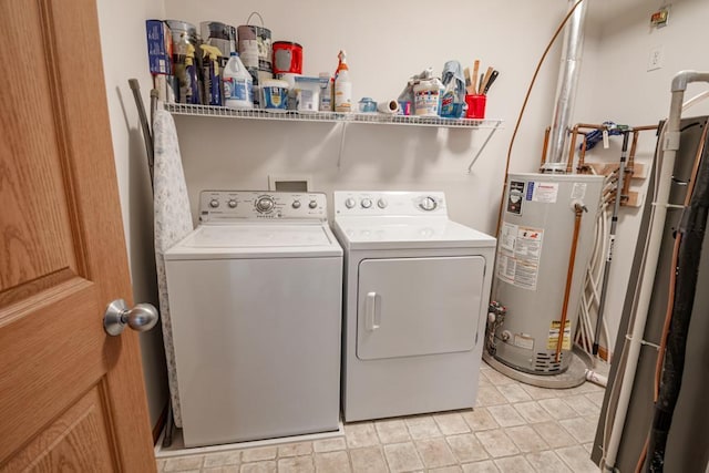 10465 172nd Ln NW, Elk River, MN 55330 - washroom with water heater, independent washer and dryer, and light tile patterned flooring