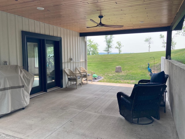 51509 County Highway 9, Scambler Twp, MN 56572 - view of patio with a grill and a ceiling fan