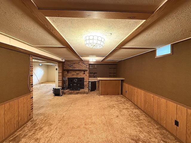 1620 4th St, Montevideo, MN 56265 - below grade area with wood walls, carpet, and wainscoting