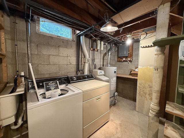 1620 4th St, Montevideo, MN 56265 - laundry room featuring water heater, washer and dryer, and electric panel