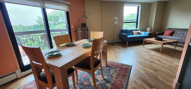 6615 Lake Shore Dr S Unit 717, Richfield, MN 55423 - dining area with plenty of natural light, light wood finished floors, and a baseboard radiator