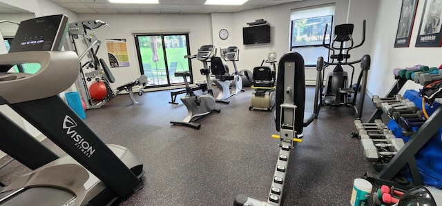 6615 Lake Shore Dr S Unit 717, Richfield, MN 55423 - exercise room featuring a paneled ceiling