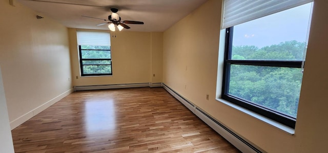 6615 Lake Shore Dr S Unit 717, Richfield, MN 55423 - spare room with a baseboard heating unit, wood finished floors, and ceiling fan