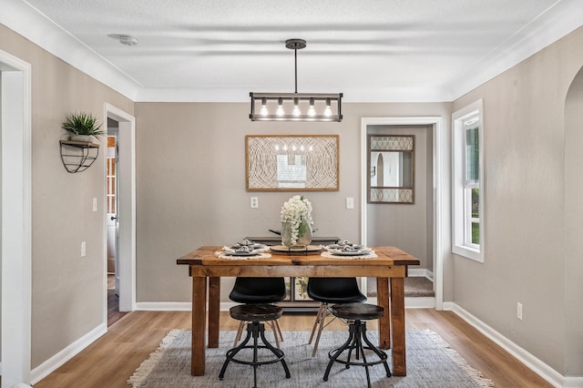 404 8th Ave S, Princeton, MN 55371 - dining room featuring wood finished floors, baseboards, and arched walkways