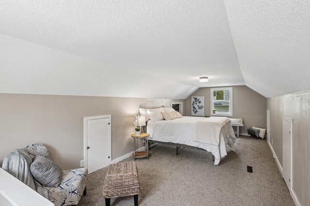 404 8th Ave S, Princeton, MN 55371 - carpeted bedroom featuring vaulted ceiling, a textured ceiling, and baseboards