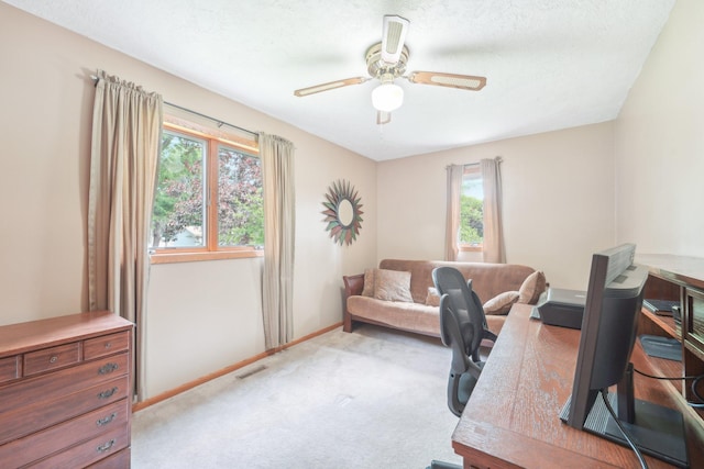 1852 13th Ave W, Shakopee, MN 55379 - office area with plenty of natural light, a ceiling fan, light colored carpet, and baseboards