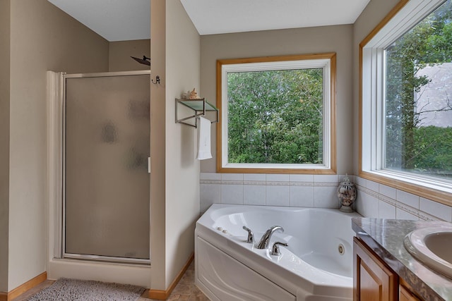 25845 12th St W, Zimmerman, MN 55398 - bathroom with a shower stall, plenty of natural light, a whirlpool tub, and a sink