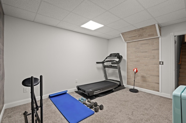 5641 146th Ave NW, Ramsey, MN 55303 - exercise area with baseboards, carpet floors, and a drop ceiling
