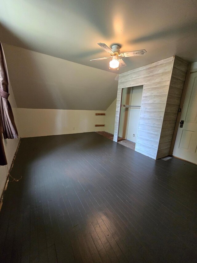 25 Morgan St, Tracy, MN 56175 - bonus room featuring hardwood / wood-style flooring, a ceiling fan, and lofted ceiling