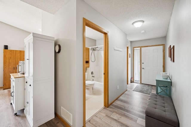 11509 Quay St, Coon Rapids, MN 55433 - foyer with light wood-style flooring, a textured ceiling, and baseboards