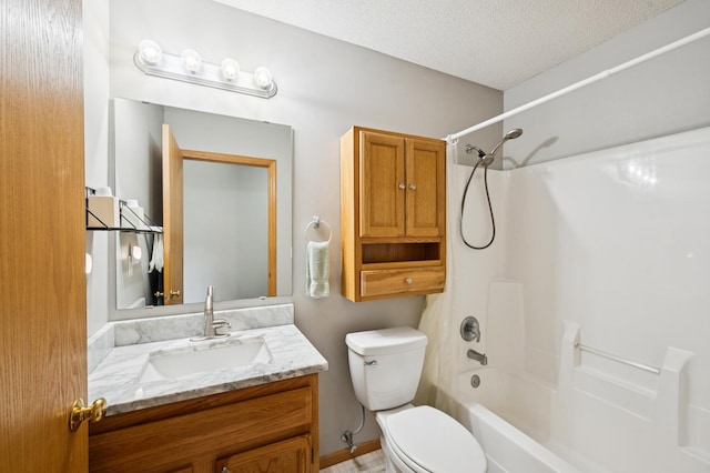 11509 Quay St, Coon Rapids, MN 55433 - full bath with toilet, vanity, bathtub / shower combination, and a textured ceiling
