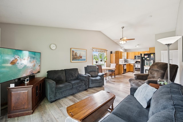 11509 Quay St, Coon Rapids, MN 55433 - living area with ceiling fan, light wood-type flooring, and lofted ceiling